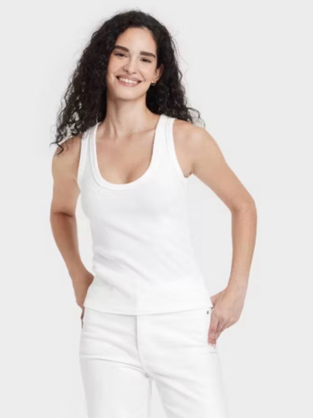 Universal Thread White Scoop Neck Tank Top
